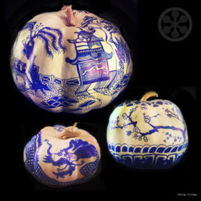 Sharpie Drawn Blue Willow Pumpkins!