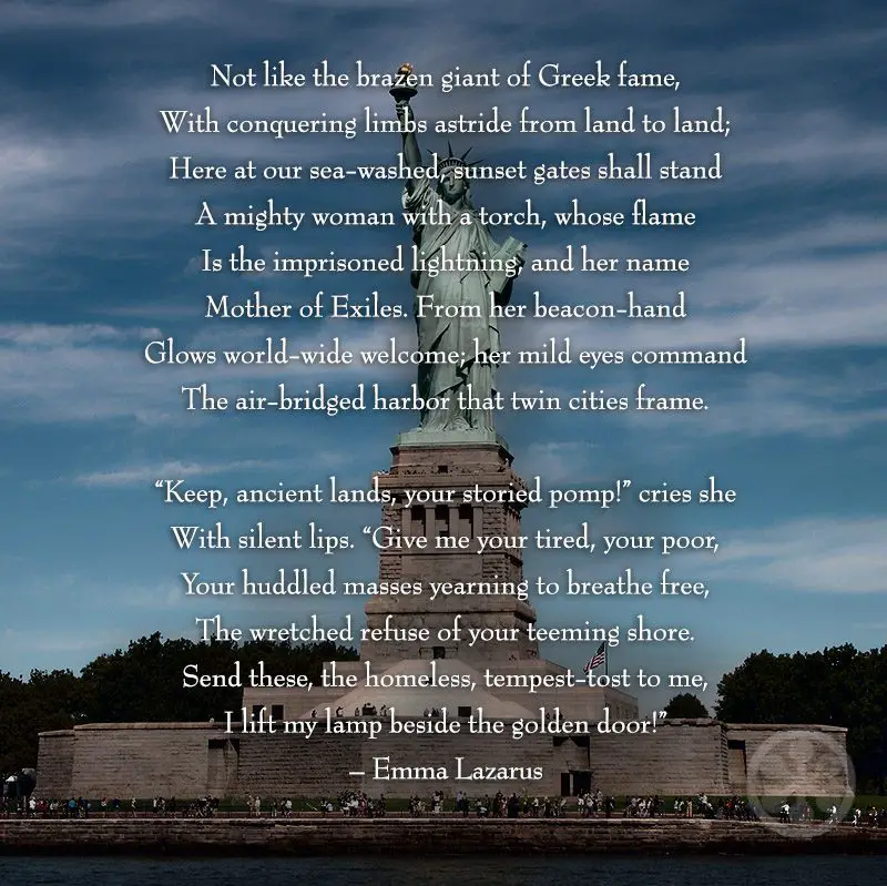 emma lazarus poem on statue of liberty