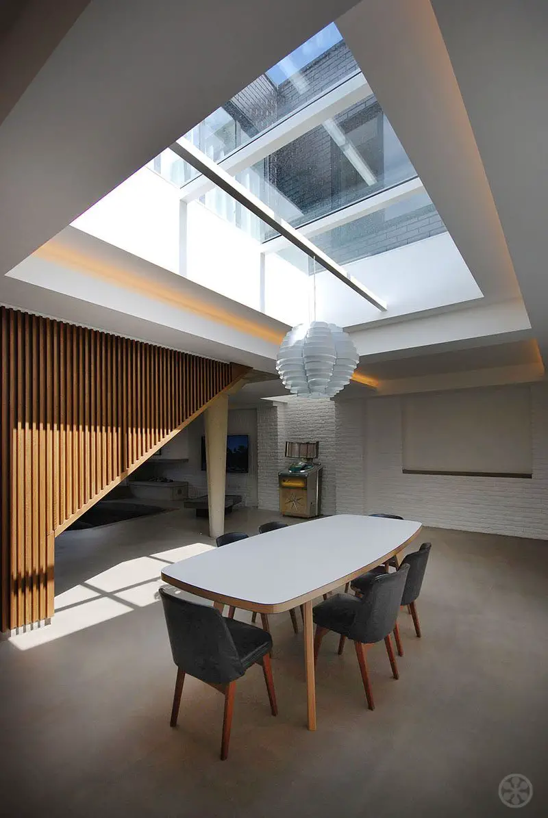 skylight over dining table