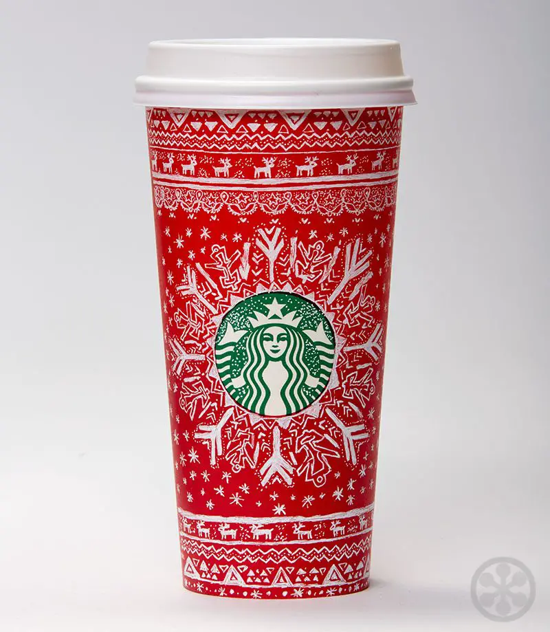 snowflake sweater red cup starbucks