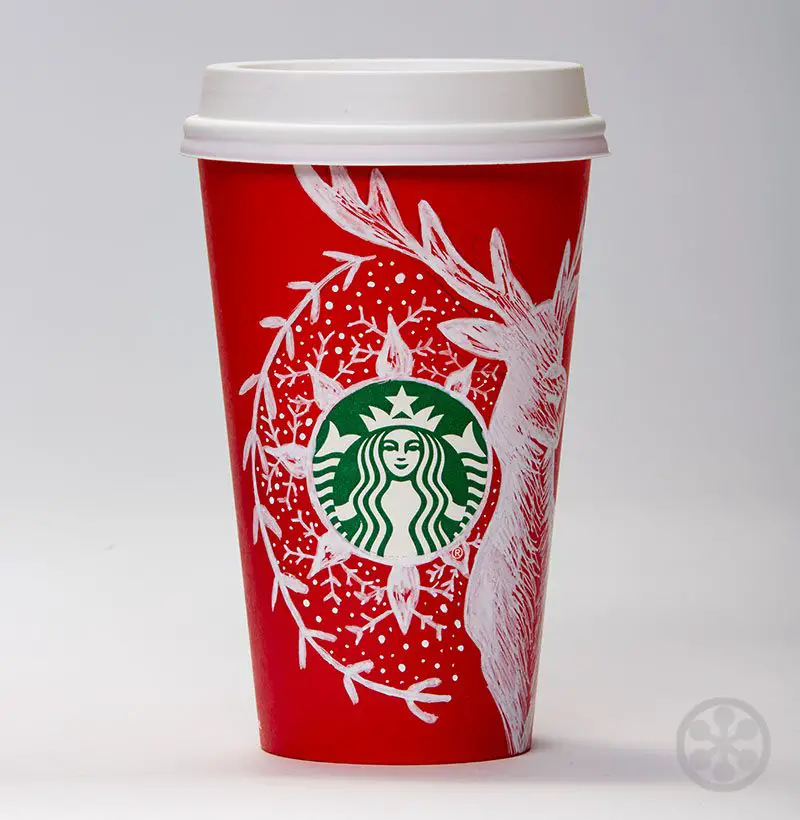 Woodland Deer Red Cup by Samantha