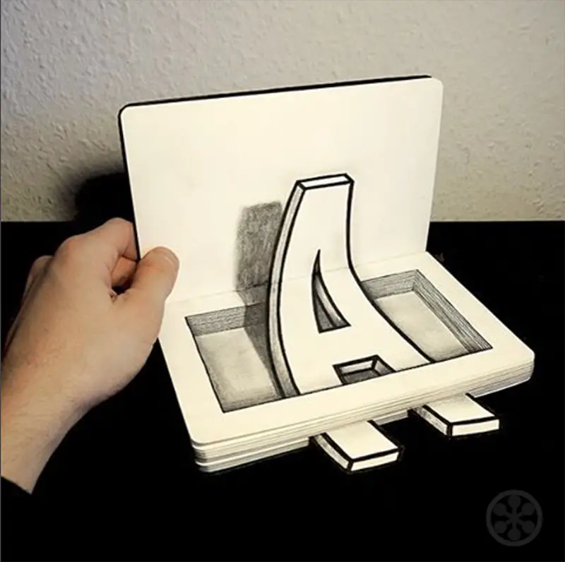 Typographic illusions drawn by hand