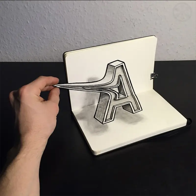 Typographic Illusions Drawn By Hand