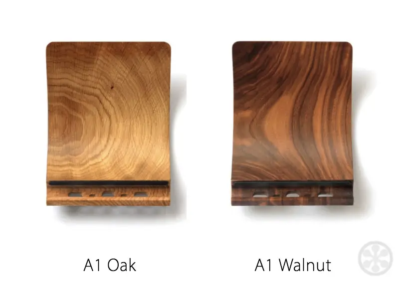 oak and walnut ipad stands by yohann