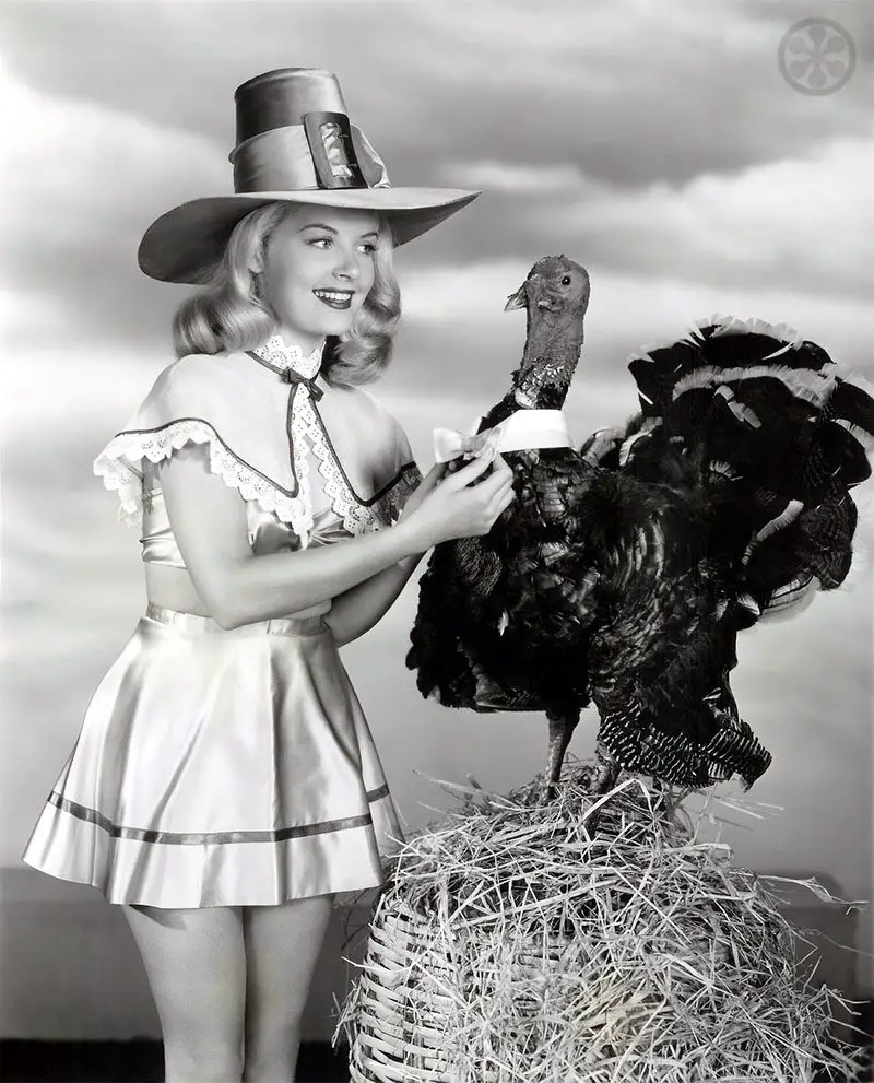 Barbara Bates vintage Hollywood Thanksgiving photo