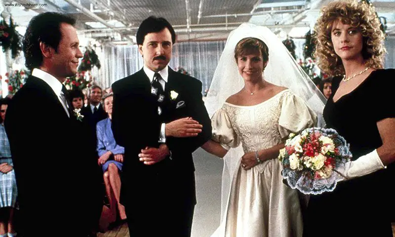 Billy Crystal, Bruno Kirby, Carrie Fisher and Meg Ryan in 1989’s When Harry Met Sally