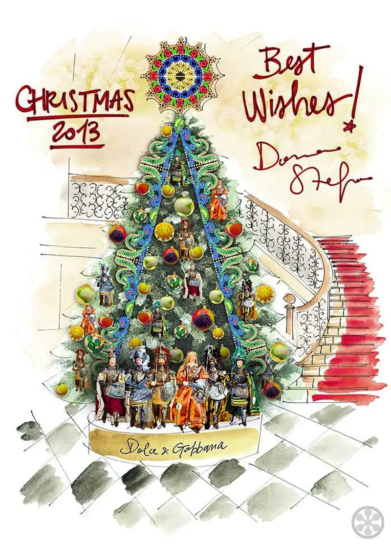 dolce & gabbana christmas tree sketch for claridge's