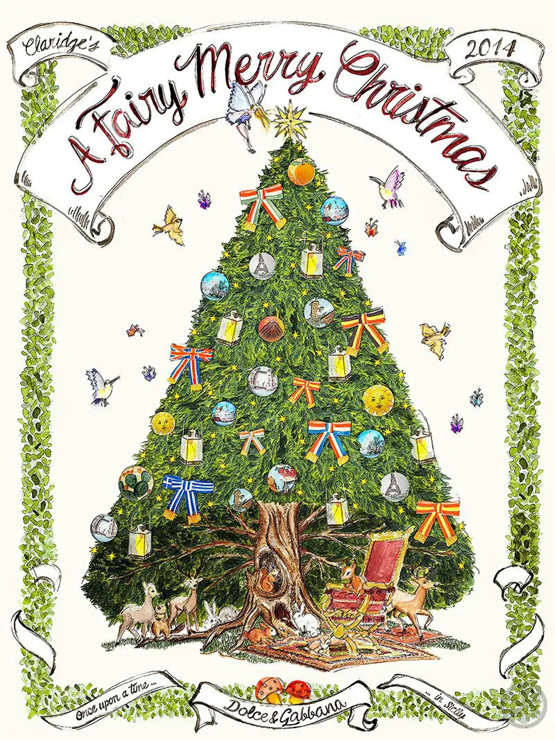 sketch for Claridge's Christmas Tree by Dolce & Gabbana