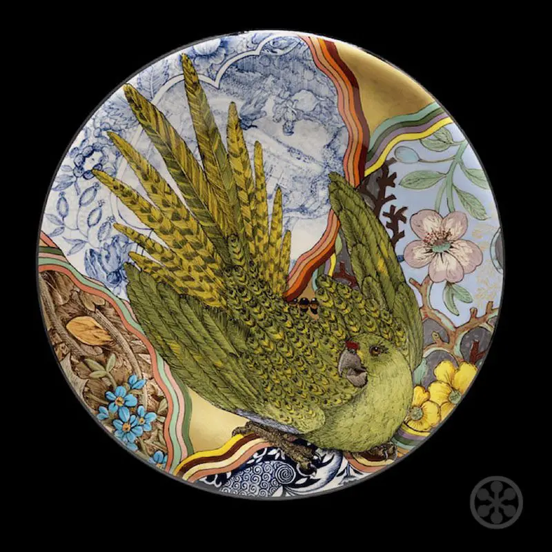 parrot plate ceramics stephen bowers camouflage
