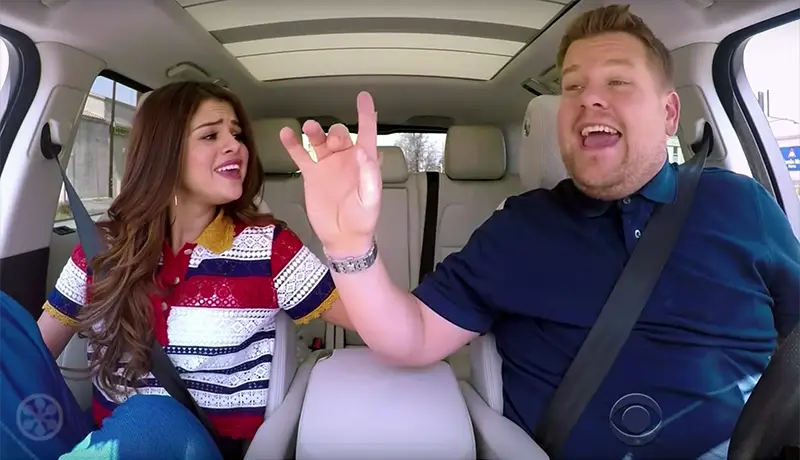 James Corden and Selena Gomez