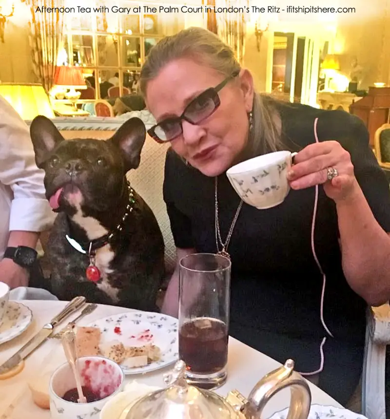 Carrie having afternoon tea with Gary at The Ritz (lightened by if it's hip, it's here)