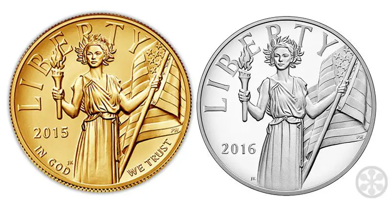 2015-2016 American Liberty High Relief Gold Coin and Silver Medal by Justin Kunz 