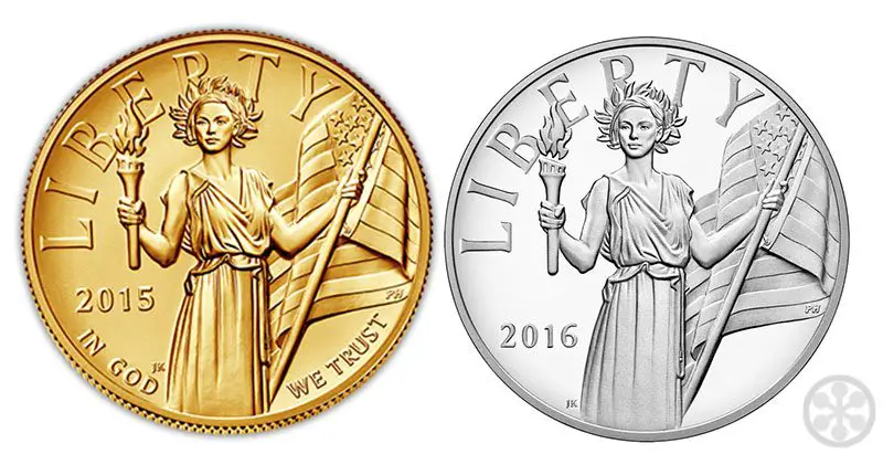 2015-2016 American Liberty High Relief Gold Coin and Silver Medal by Justin Kunz