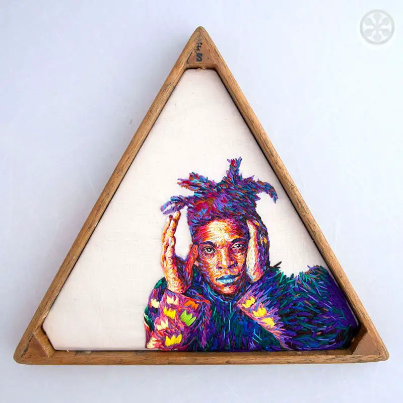 embroidery portrait Jean-Michel Basquiat