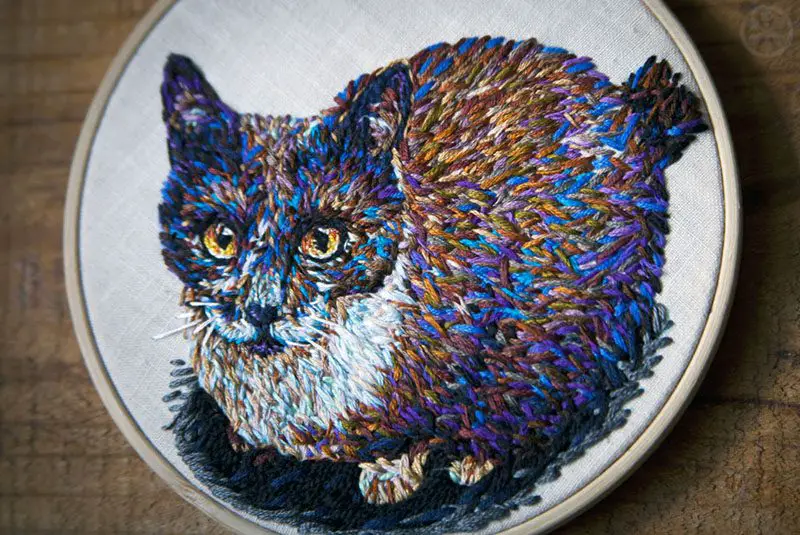 custom cat embroidery portrait
