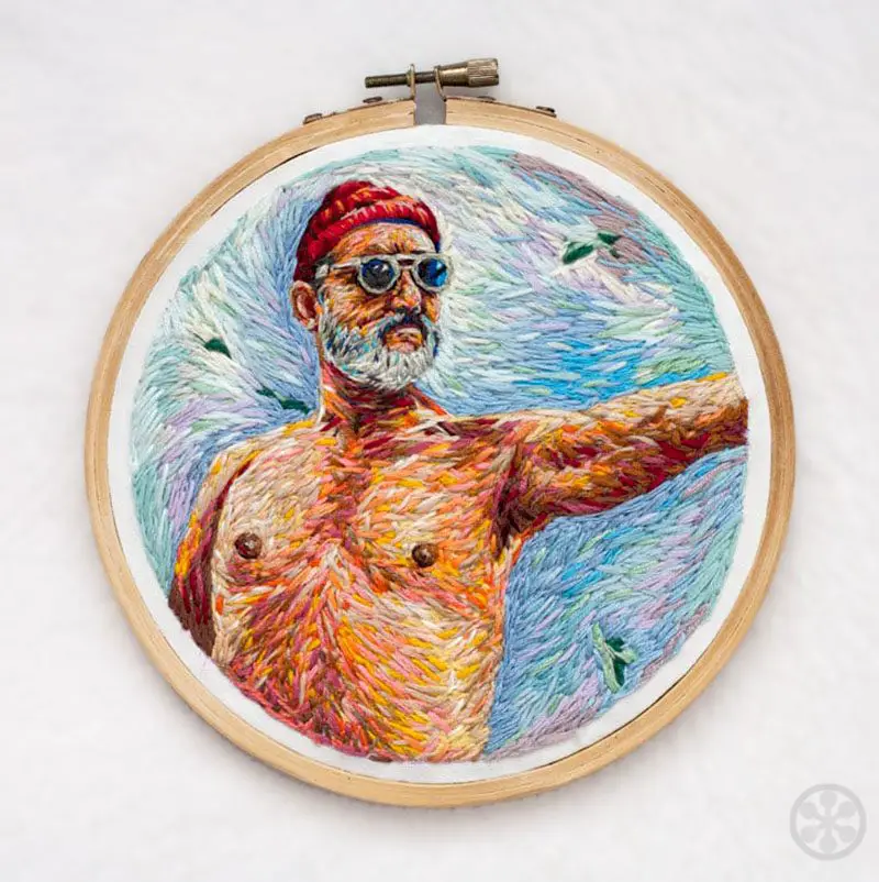 Bill Murray as Steve Zissou embroidery