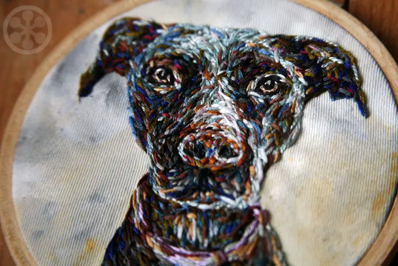 custom dog embroidery portrait 