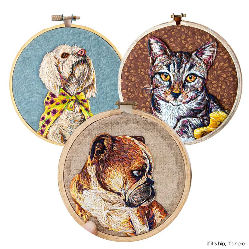 embroidered pet portraits