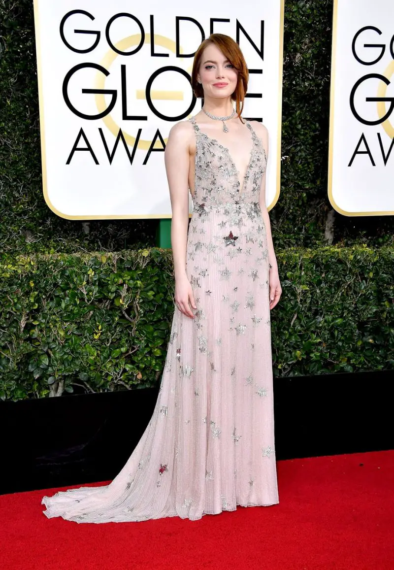 emma stone golden globes red carpet