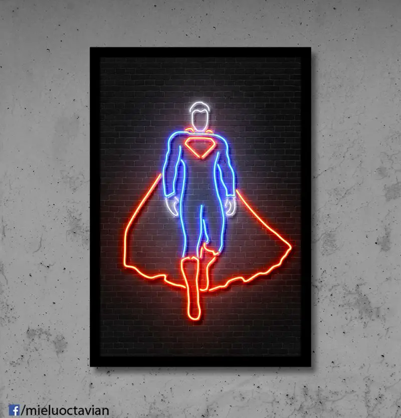 superman neon art print