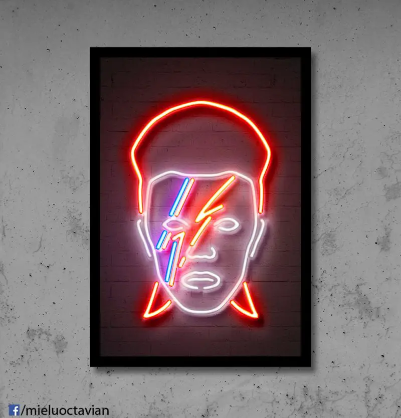 bowie Neon-Like Art Print