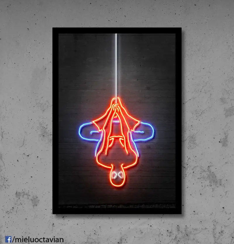 spidey art print neon