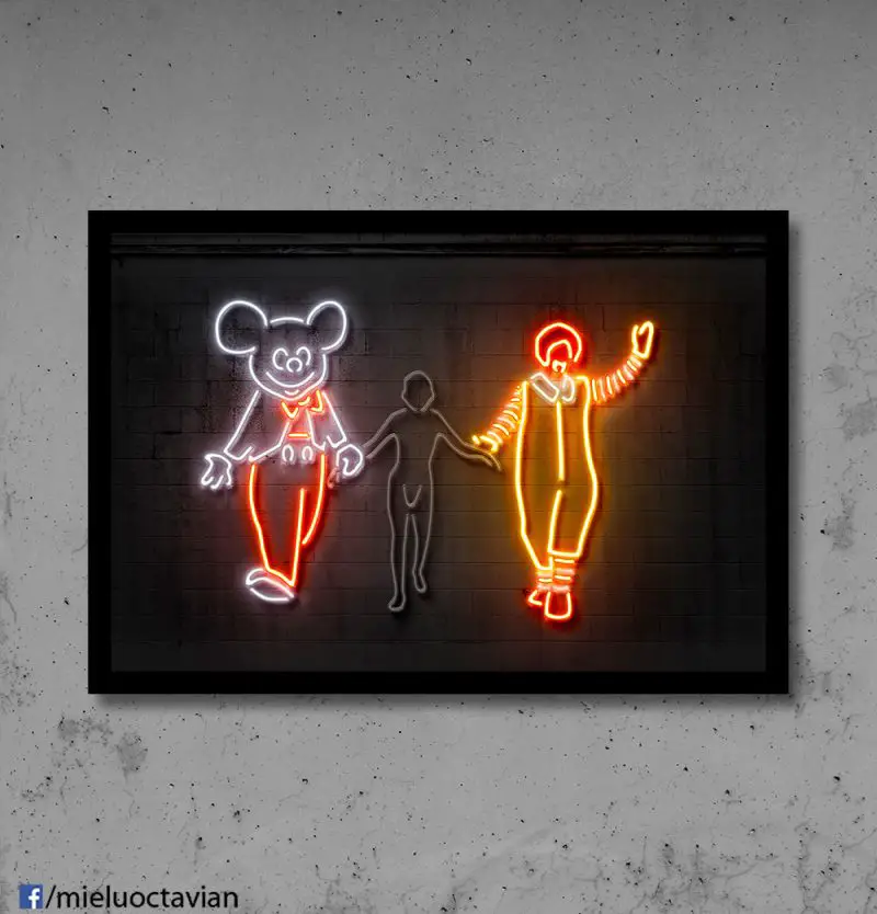 bansky art in neon