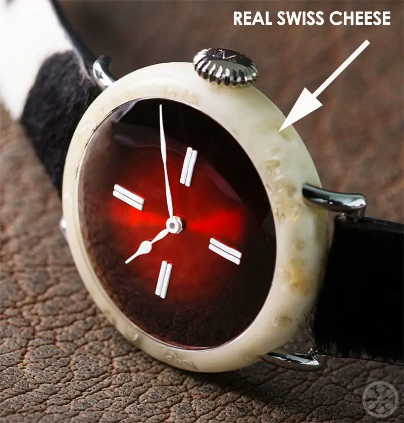 Watch Made With Real Swiss Cheese As Protest