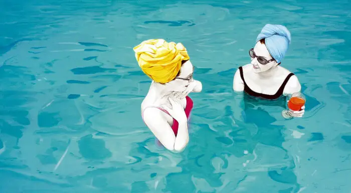 paintings of women in pools