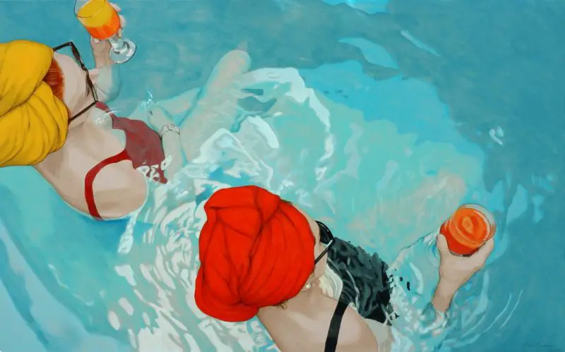 Nina Nolte paintings of women in swimming pools