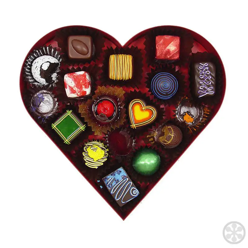 heart shaped box of chocolates sculpture