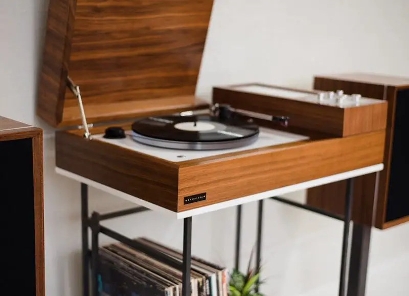 walnut wood record player