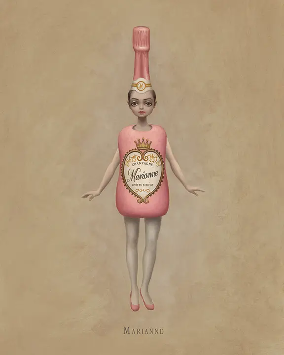 Marianne Champagne costume sketch by Mark Ryden