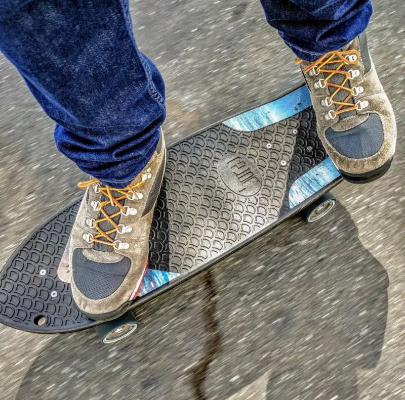 riding a skateboard close-up