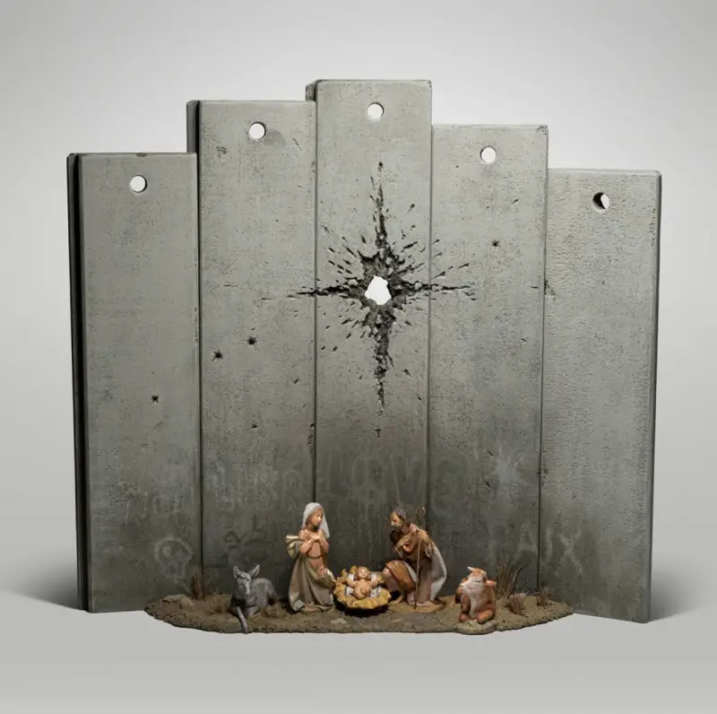 The Scar of Bethlehem is a modified Nativity Scene by Banksy 