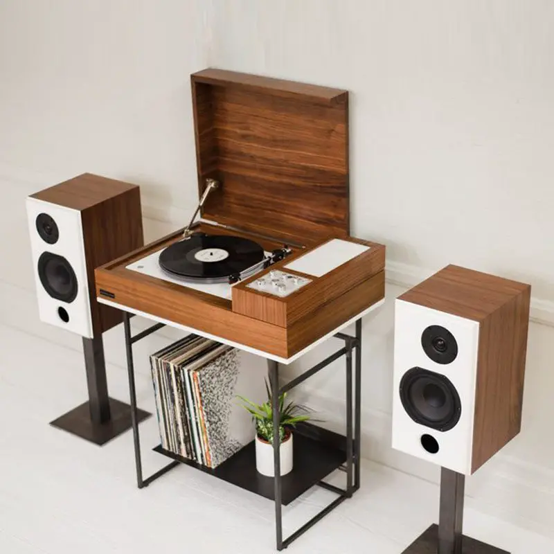custom wood record player and console