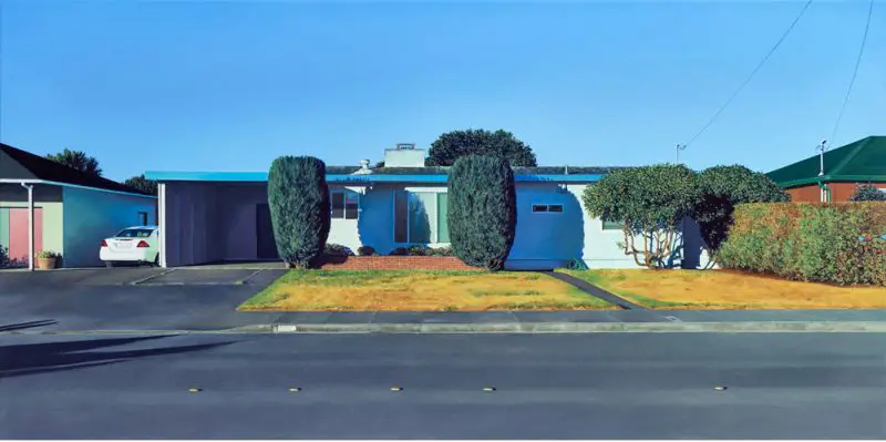 paintings of midcentury modern houses