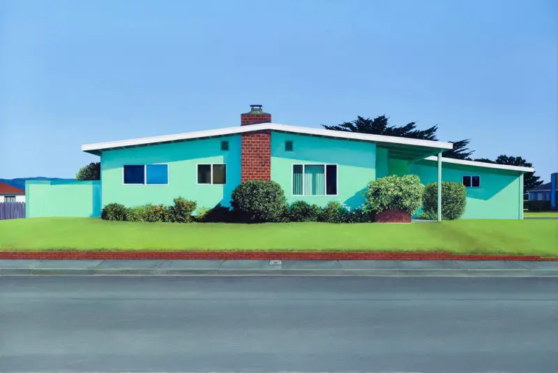 oil paintings of midcentury modern houses