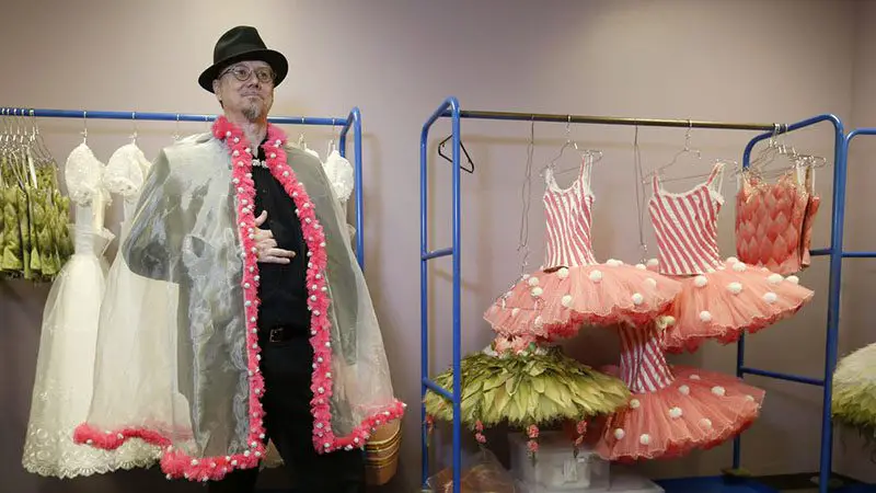 Mark with some of the costumes for Whipped Cream, photo LA Times