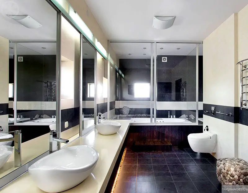 modern bath double sink