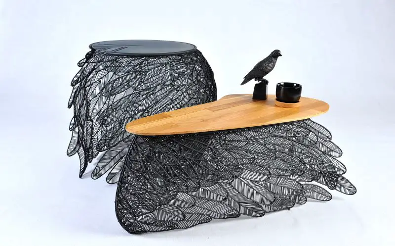 metal feather coffee table
