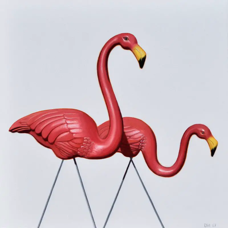 paintings of pink flamingo lawn decorations