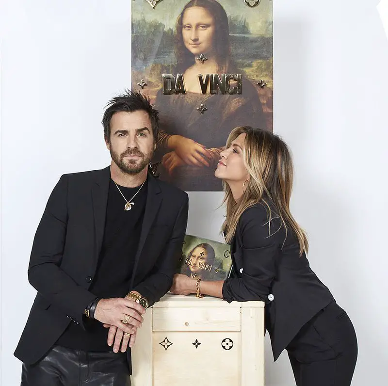 Justin Theroux and Jennifer Aniston for Koons LV Masters Collection