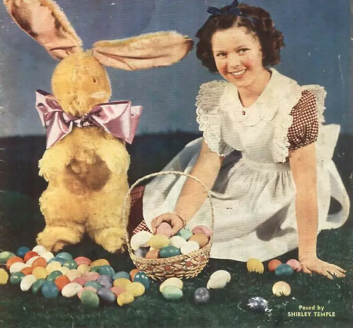 Shirley Temple with Bunny and Easter basket
