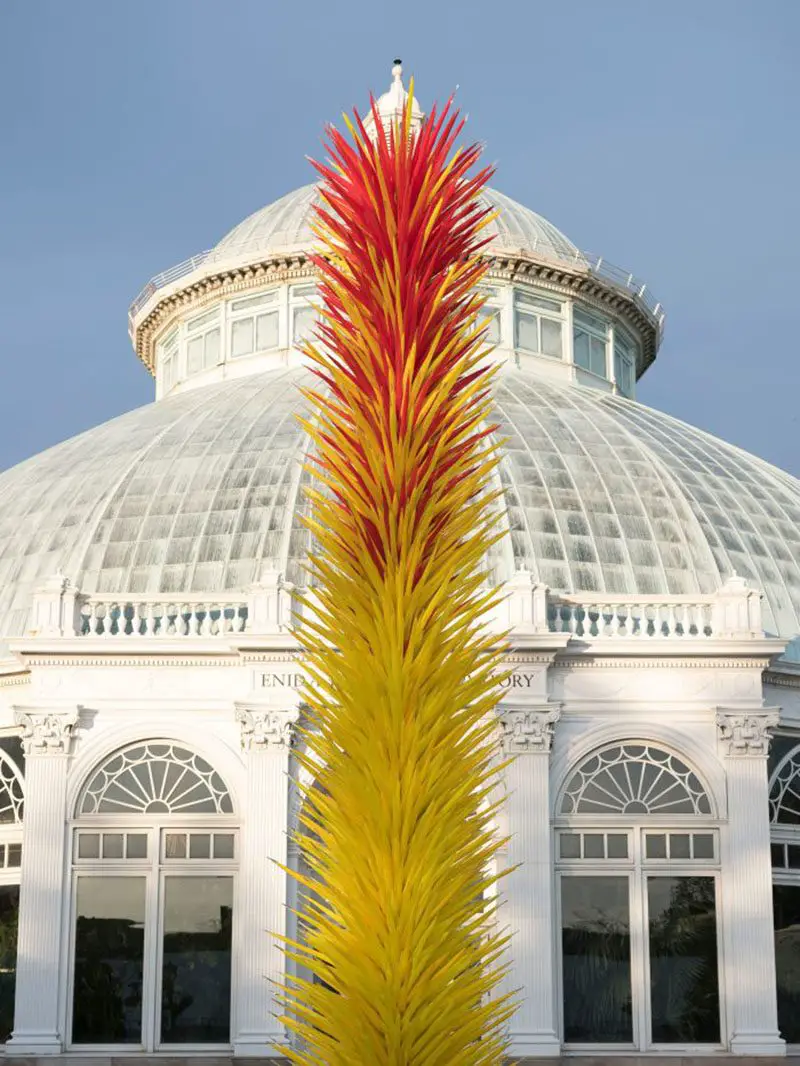 Scarlet and Yellow Icicle Tower Dale Chihuly