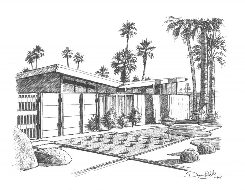 Twin Palms House drawing by Danny Heller