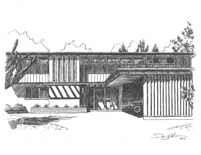 mid-century modern architecture drawings