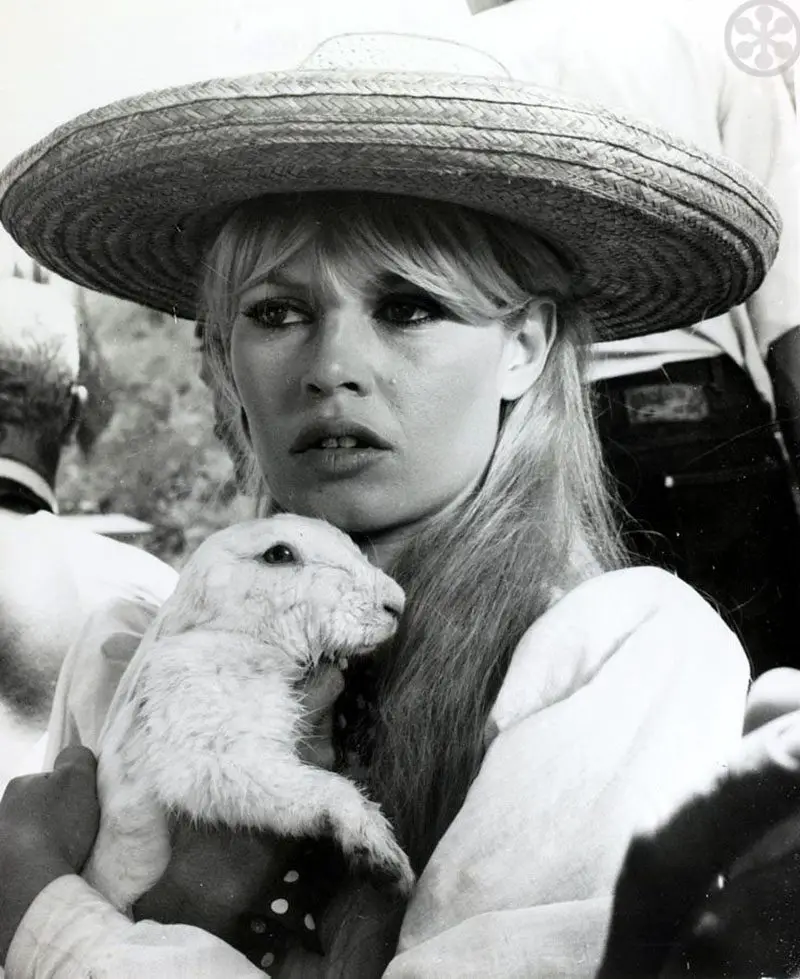 Brigitte Bardot with her own pet rabbit