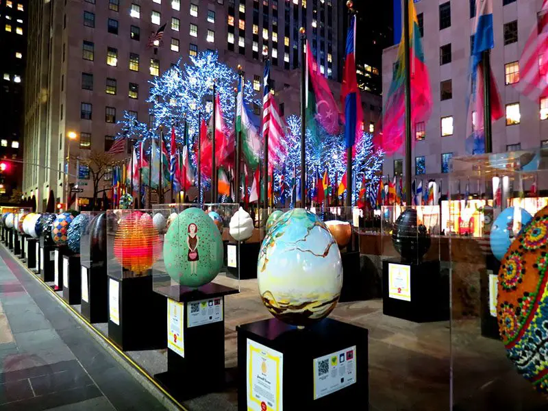 The Eggs on display in Rockefeller Center