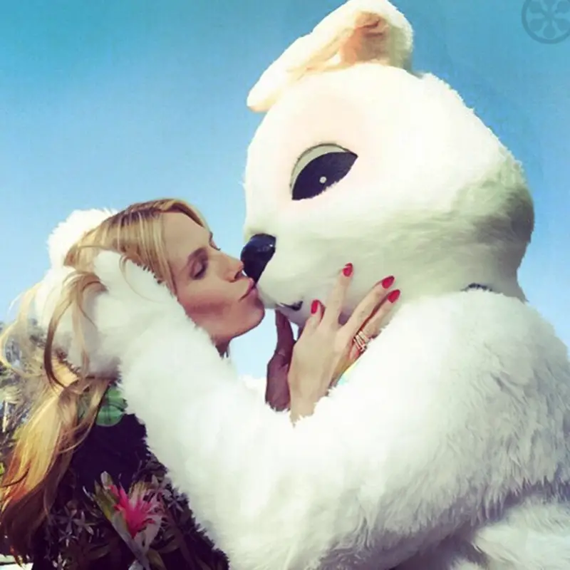 Heidi Klum kissing an Easter Bunny